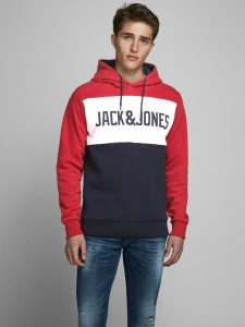 Толстовка JJELOGO BLOCKING SWEAT HOOD NOOS 12172344 Tango Red Jack&Jones M Червоний 12172344TANGORED