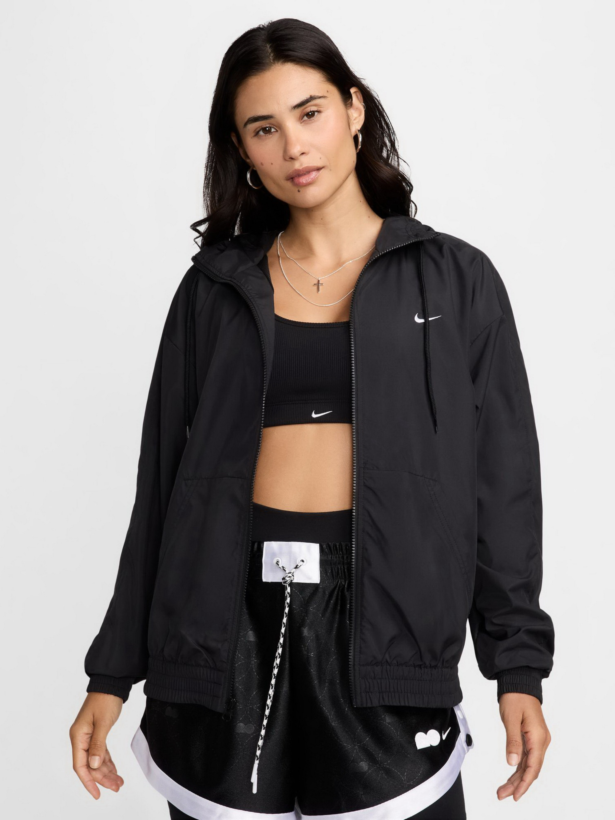 Олімпійка жіноча Nike Sportswear Classic Wovens Loose Uv Hooded Jacket Black FV6298-010