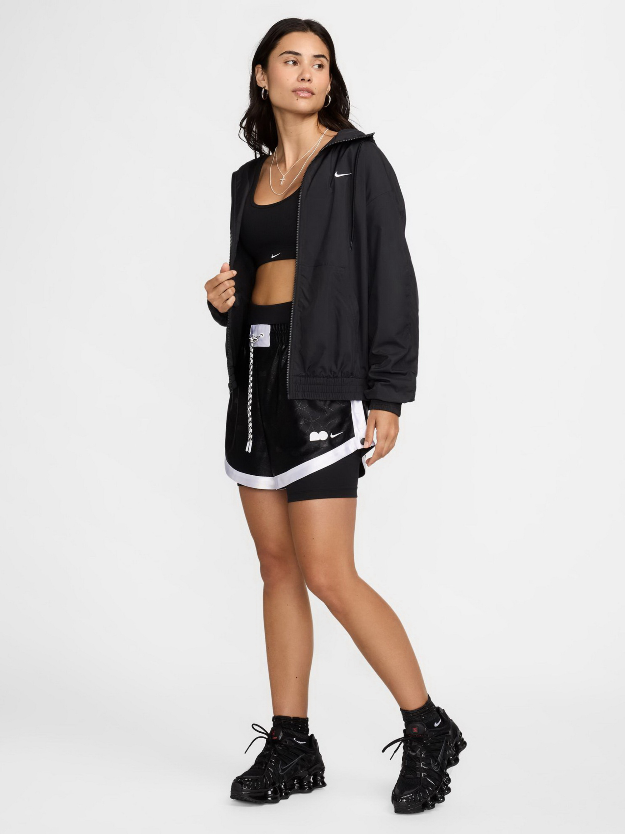 Олімпійка жіноча Nike Sportswear Classic Wovens Loose Uv Hooded Jacket Black FV6298-010