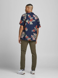 Сорочка JJGREG AOP SHIRT SS PLAIN 12174064 Navy Blazer Jack&Jones M Темно-синій 12174064NAVYBLAZER