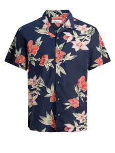 Сорочка JJGREG AOP SHIRT SS PLAIN 12174064 Navy Blazer Jack&Jones M Темно-синій 12174064NAVYBLAZER