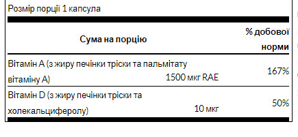 Софт гелеві капсули Vitamin A D - 250 Sgels Per Bottle 100-67-8618337-20