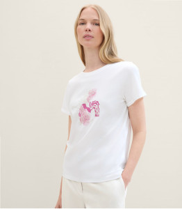 Футболка T-shirt with a print 1041569ХХ10315 Tom Tailor L Білий 1041569ХХ10315