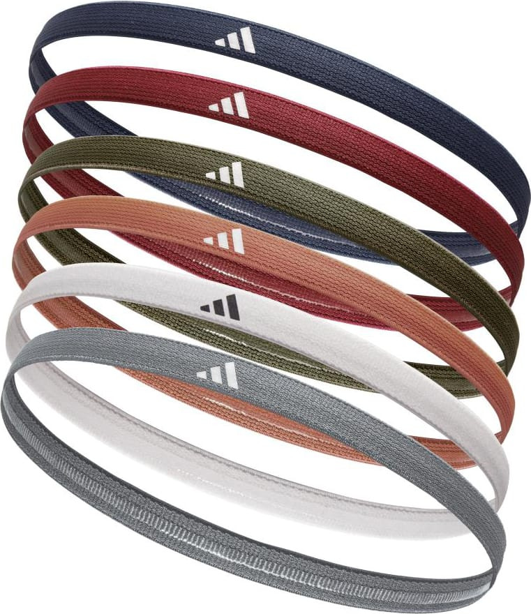 Пов'язка на голову Adidas Hairbands 6pk сірий, білий, глиняний, оливковий, червоний, темно Уні One S ADAC-16181