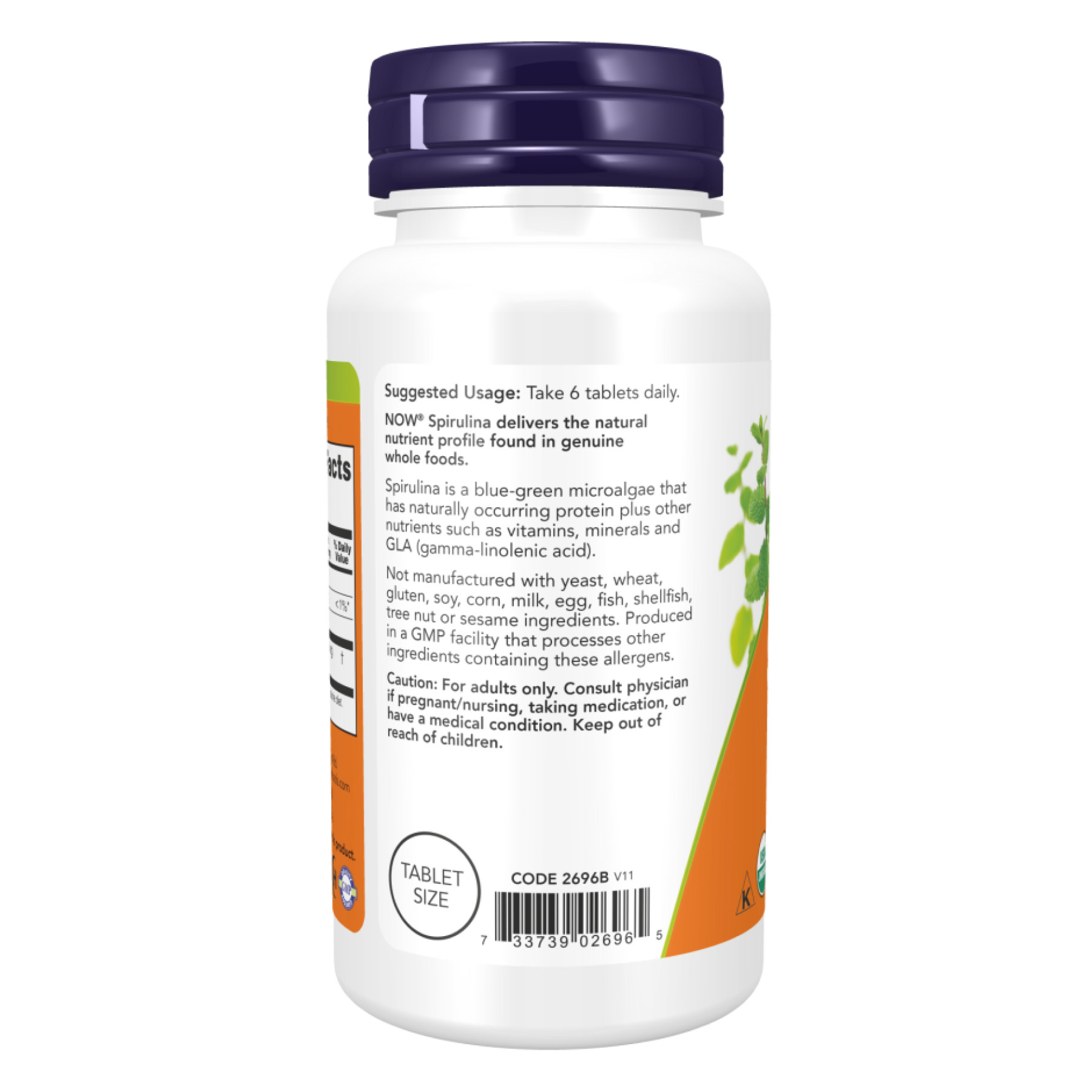 Таблетки Org Spirulina 500mg - 500 tabs 2022-10-0688