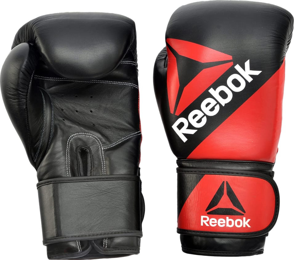 Рукавиці боксерські Reebok Combat Leather Boxing Gloves чорний, червоний 10 унцій (RSCB-10110RD-10) RSCB-10110RD-10