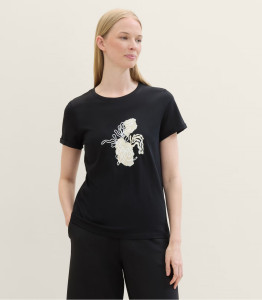 Футболка T-shirt with a print 1041569ХХ14482 Tom Tailor L Чорний 1041569ХХ14482