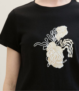 Футболка T-shirt with a print 1041569ХХ14482 Tom Tailor L Чорний 1041569ХХ14482