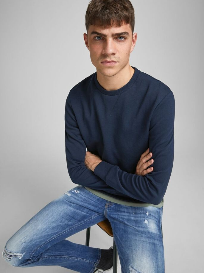 Толстовка JJEBASIC SWEAT CREW NECK NOOS 12181903-Navy Blazer-Fit:REG Jack&Jones S Темно-синій 12181903-NAVY BLAZER-FIT: