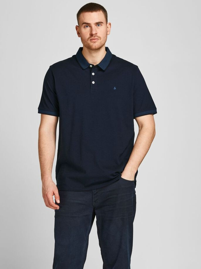 Поло JJEPAULOS POLO SS NOOS PS 12143859-Dark Navy-Detail:PS Jack&Jones PLUS 2XL Темно-синій 12143859-Dark Navy-Detail