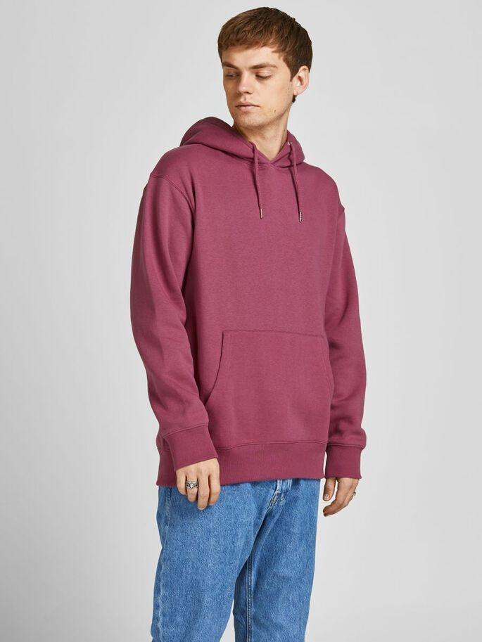 Толстовка JJESOFT SWEAT HOOD NOOS 12161145-Hawthorn Rose-Fit:Relaxed Jack&Jones S Бордовий 12161145-Hawthorn Rose-Fi