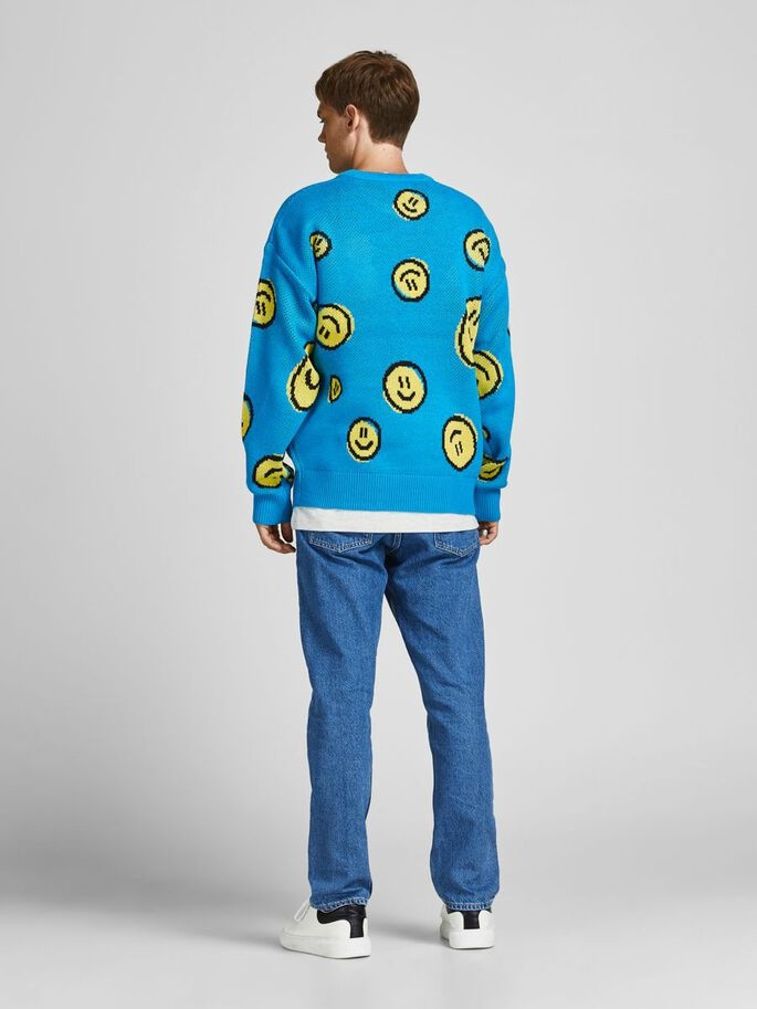 Пуловер JORSMILE KNIT CREW NECK KA KNT21 12206857-Hawaiian Ocean-Fit:WIDE Jack&Jones M Блакитний 12206857-Hawaiian Ocean-F