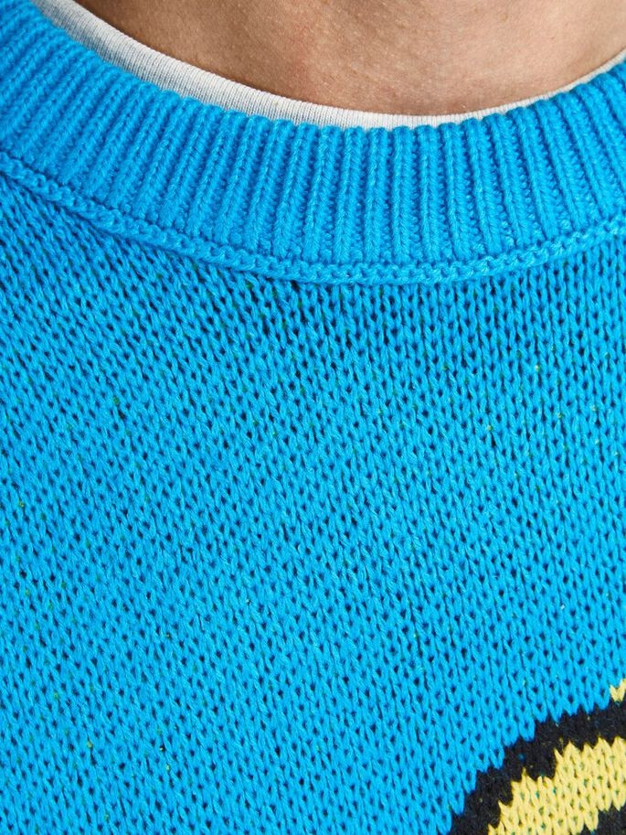 Пуловер JORSMILE KNIT CREW NECK KA KNT21 12206857-Hawaiian Ocean-Fit:WIDE Jack&Jones M Блакитний 12206857-Hawaiian Ocean-F
