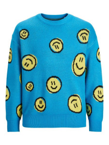 Пуловер JORSMILE KNIT CREW NECK KA KNT21 12206857-Hawaiian Ocean-Fit:WIDE Jack&Jones M Блакитний 12206857-HAWAIIAN OCEAN-F