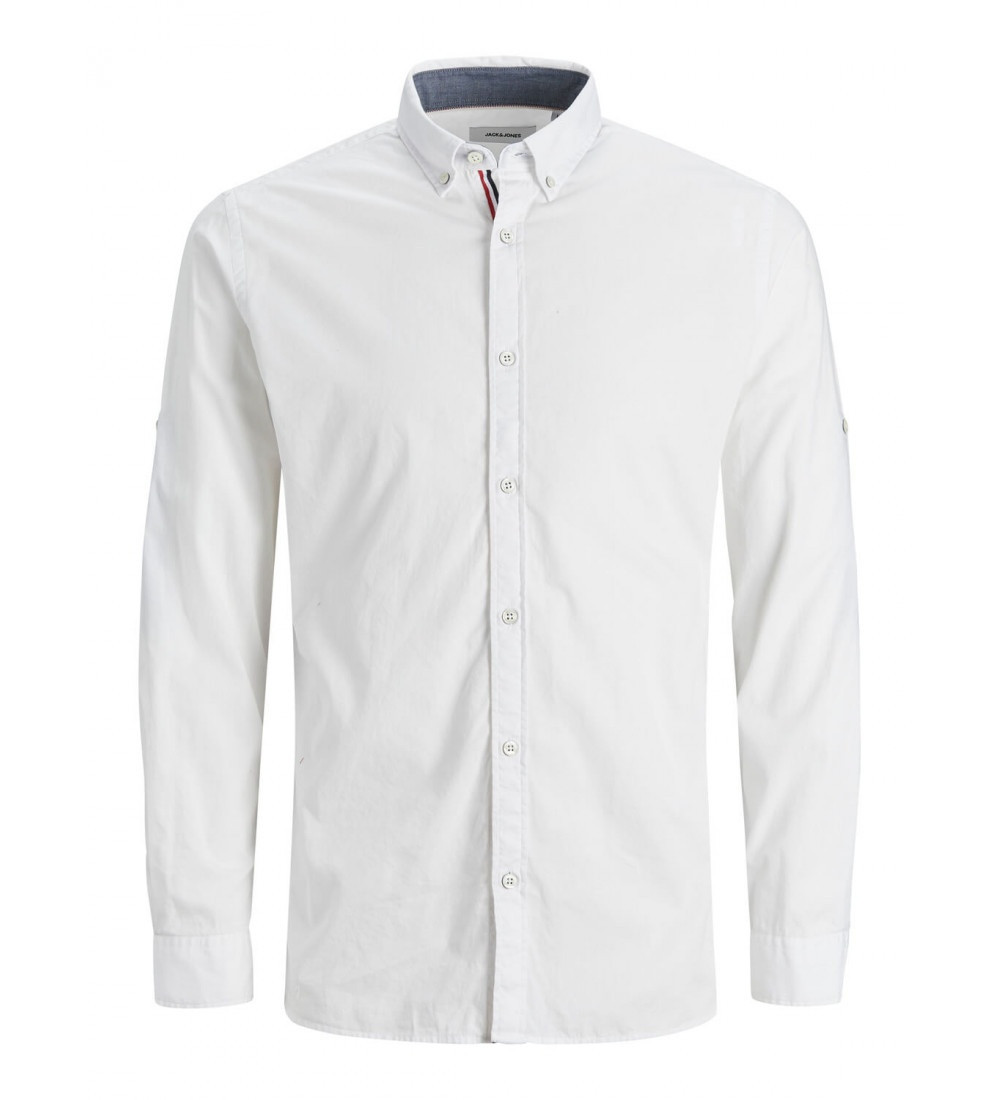 Сорочка JJJUSTIN DETAIL SHIRT LS 12188948-Bright White-Fit:SLIM Jack&Jones L Білий 12188948-BRIGHT WHITE-FIT