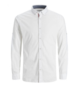 Сорочка JJJUSTIN DETAIL SHIRT LS 12188948-Bright White-Fit:SLIM Jack&Jones L Білий 12188948-Bright White-Fit