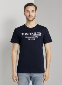 Футболка t-shirt with print 1021229XX1010668 Tom Tailor S Темно-синій 1021229XX1010668