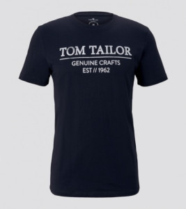 Футболка t-shirt with print 1021229XX1010668 Tom Tailor S Темно-синій 1021229XX1010668