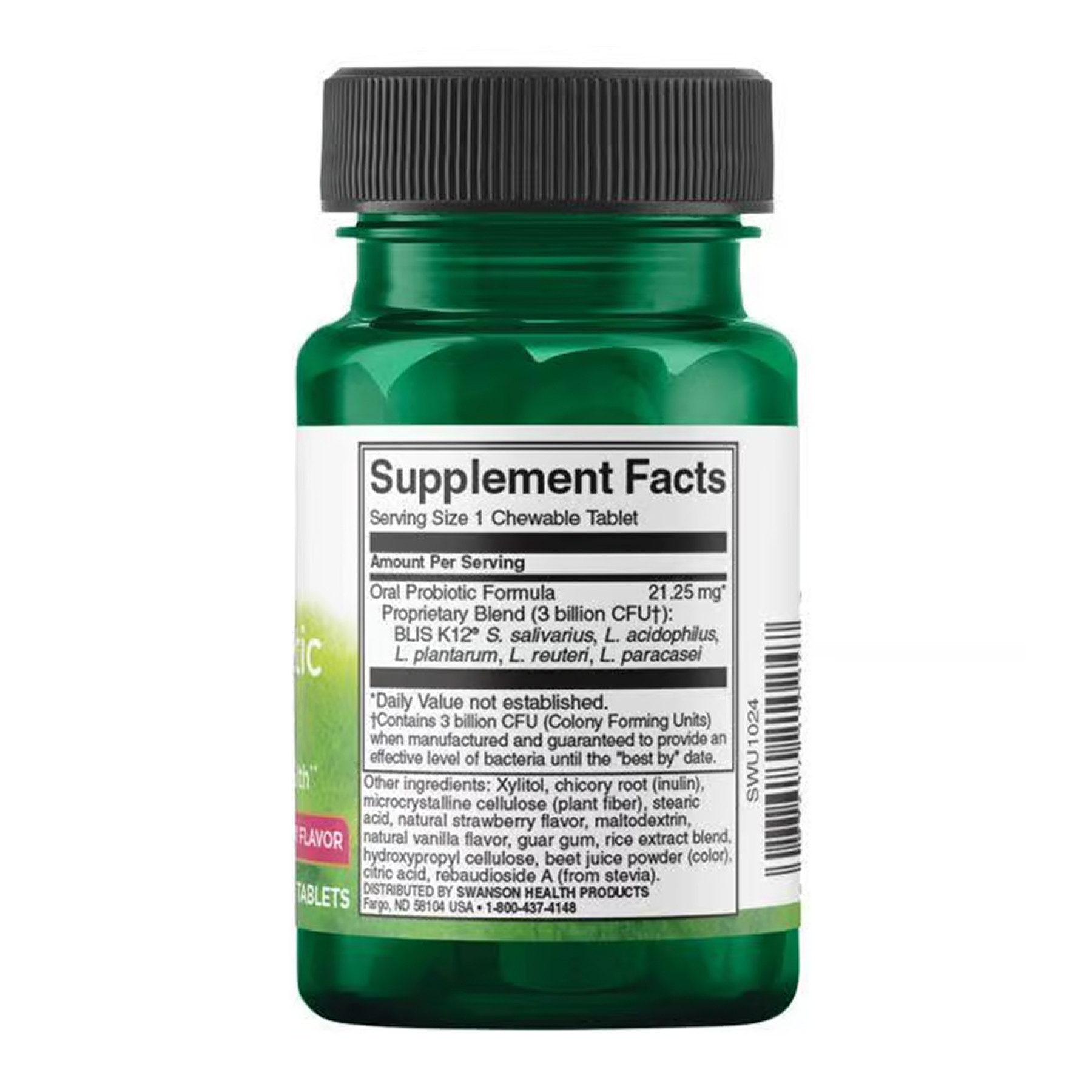 Таблетки Swanson Oral Probiotic Formula 3 billion Cfu - 30 tabs Natural Strawberry 2023-10-5861