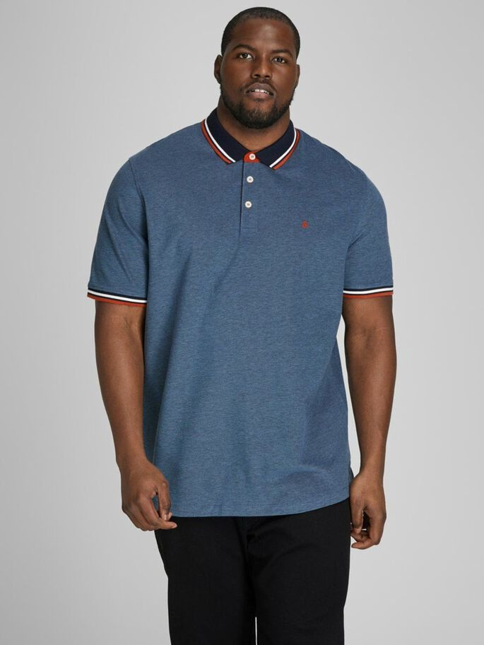 Поло JJEPAULOS POLO SS NOOS PS 12143859-Denim Blue-Detail:PS Jack&Jones PLUS 2XL Темно-синій 12143859-Denim Blue-Detai