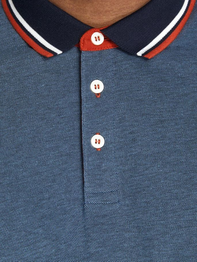 Поло JJEPAULOS POLO SS NOOS PS 12143859-Denim Blue-Detail:PS Jack&Jones PLUS 2XL Темно-синій 12143859-Denim Blue-Detai