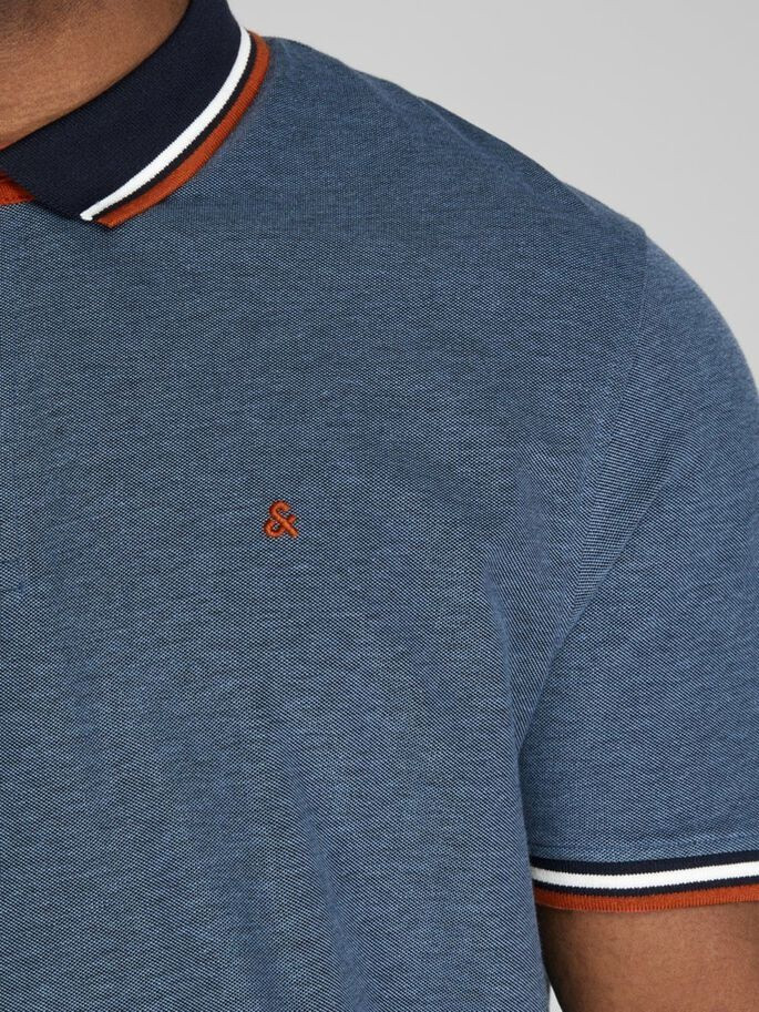 Поло JJEPAULOS POLO SS NOOS PS 12143859-Denim Blue-Detail:PS Jack&Jones PLUS 2XL Темно-синій 12143859-Denim Blue-Detai