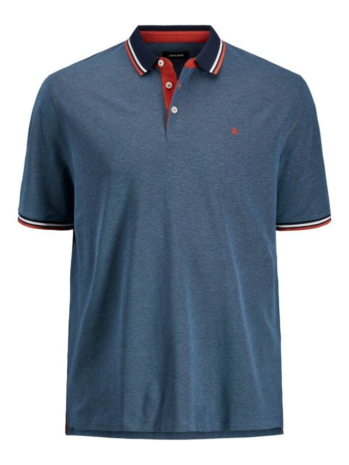Поло JJEPAULOS POLO SS NOOS PS 12143859-Denim Blue-Detail:PS Jack&Jones PLUS 2XL Темно-синій 12143859-Denim Blue-Detai