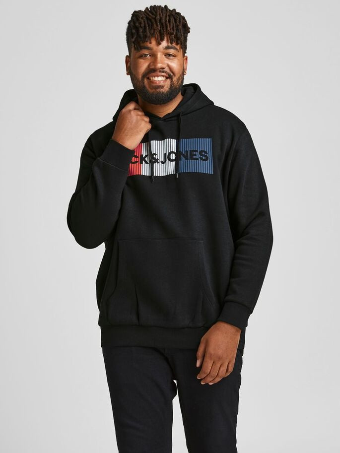 Толстовка JJECORP LOGO SWEAT HOOD NOOS PS 12163777-Black-Print:PLAY Jack&Jones PLUS 2XL Чорний 12163777-BLACK-PRINT:PLAY