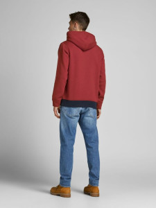 Толстовка JJEURBAN BLOCKING SWEAT HOOD NOOS 12190441-Red Dahlia Jack&Jones S Червоний 12190441-RED DAHLIA-DETAI