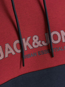 Толстовка JJEURBAN BLOCKING SWEAT HOOD NOOS 12190441-Red Dahlia Jack&Jones S Червоний 12190441-RED DAHLIA-DETAI