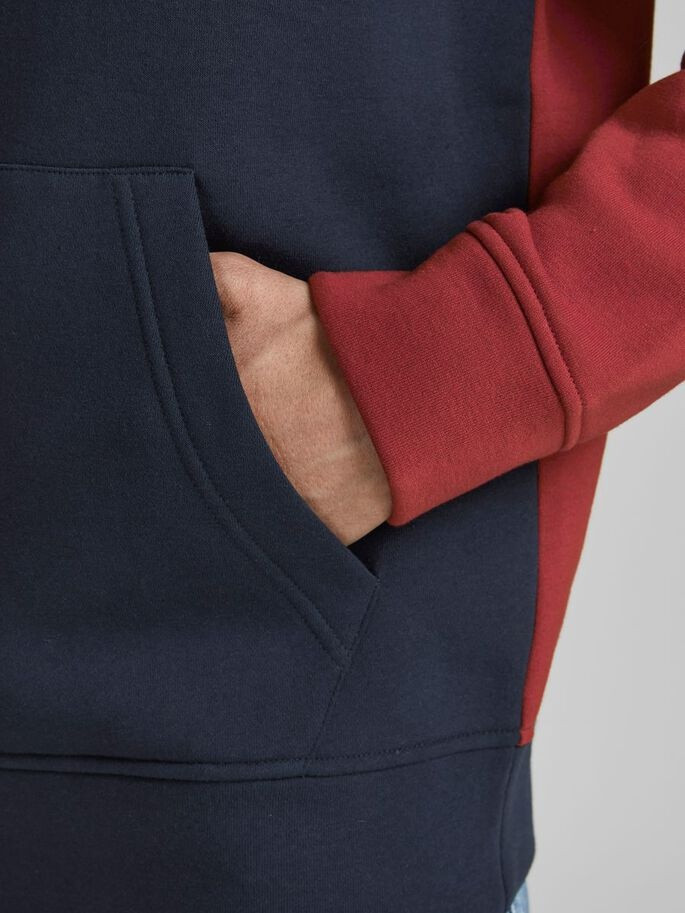 Толстовка JJEURBAN BLOCKING SWEAT HOOD NOOS 12190441-Red Dahlia Jack&Jones S Червоний 12190441-Red Dahlia-Detai