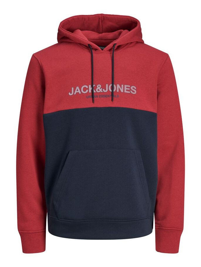 Толстовка JJEURBAN BLOCKING SWEAT HOOD NOOS 12190441-Red Dahlia Jack&Jones S Червоний 12190441-Red Dahlia-Detai
