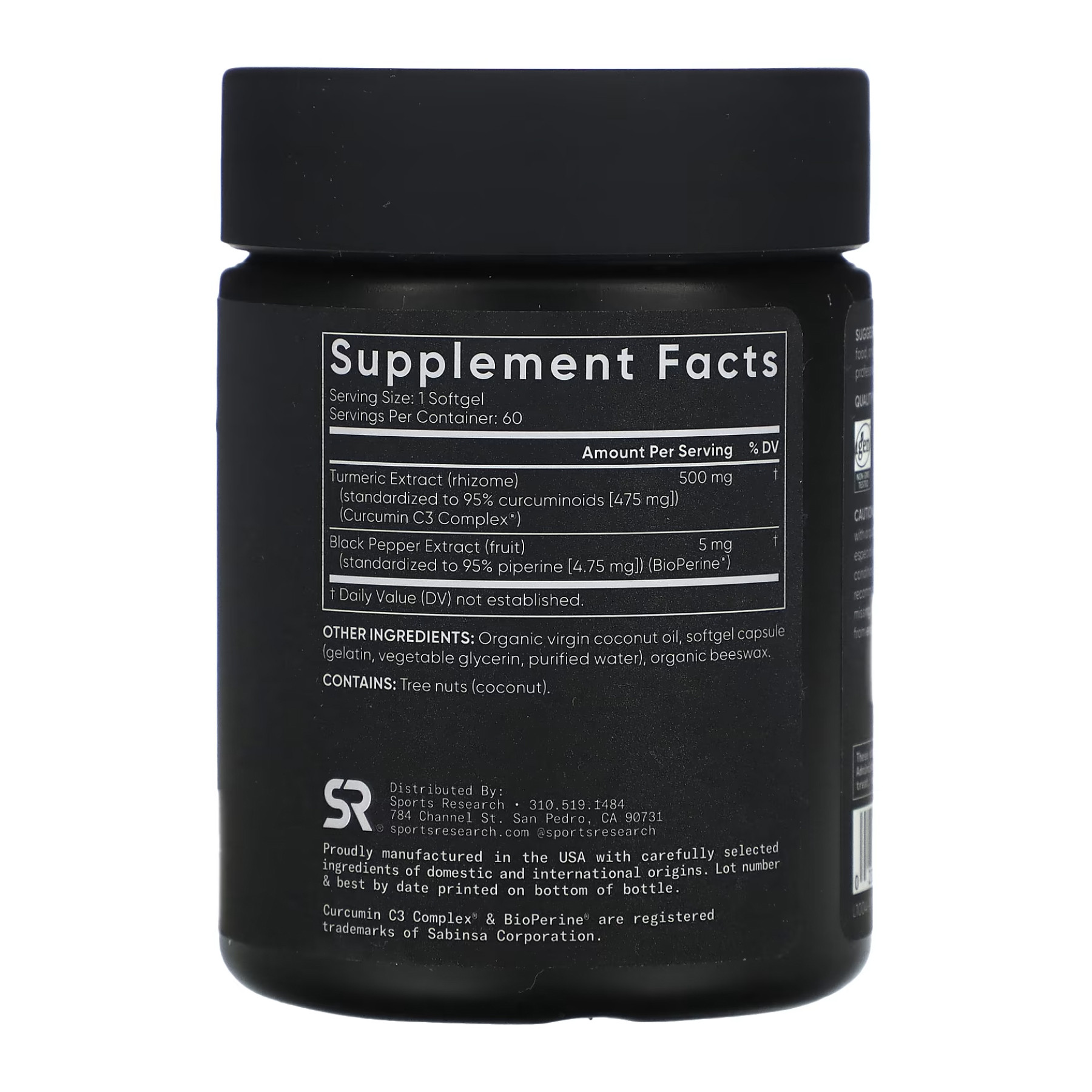 Софт гелеві капсули Sport Research Turmeric Curcumin C3 Complex 500mg - 60 softgels 2023-10-3440