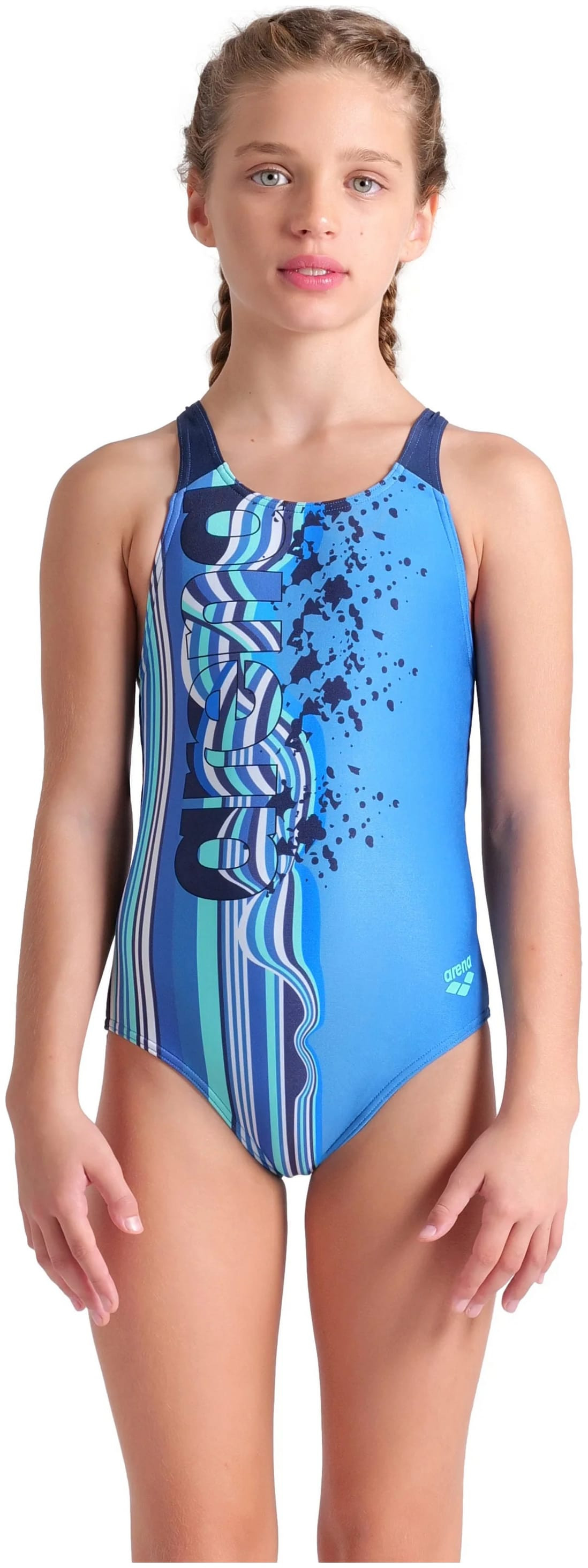 Купальник закритий для дівчат Arena PALETTE SWIMSUIT SWIM PRO BACK блакитний, синій Діт 128 см 007918-770