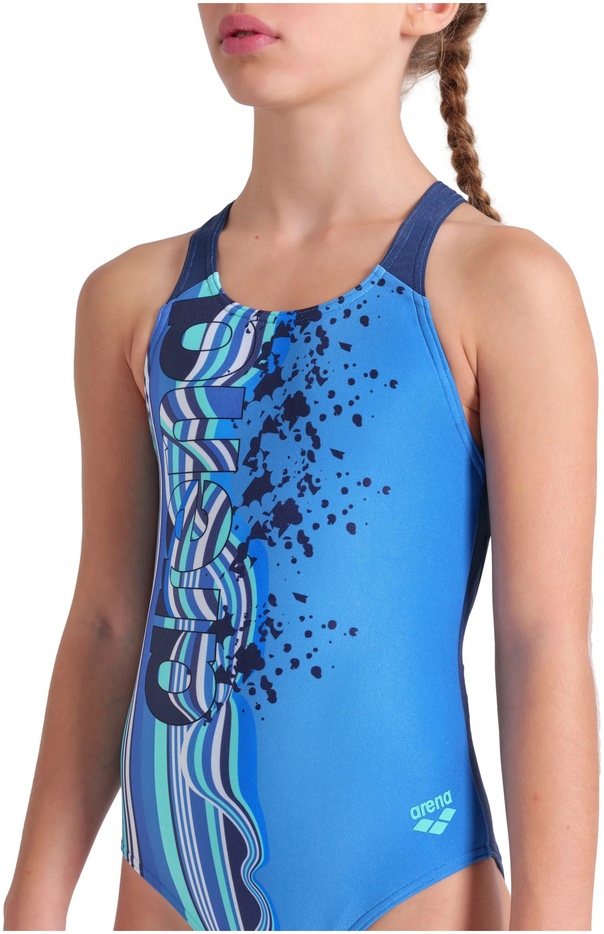Купальник закритий для дівчат Arena PALETTE SWIMSUIT SWIM PRO BACK блакитний, синій Діт 128 см 007918-770