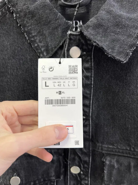 Світшот ZARA denim overshirt black 5072/302/800