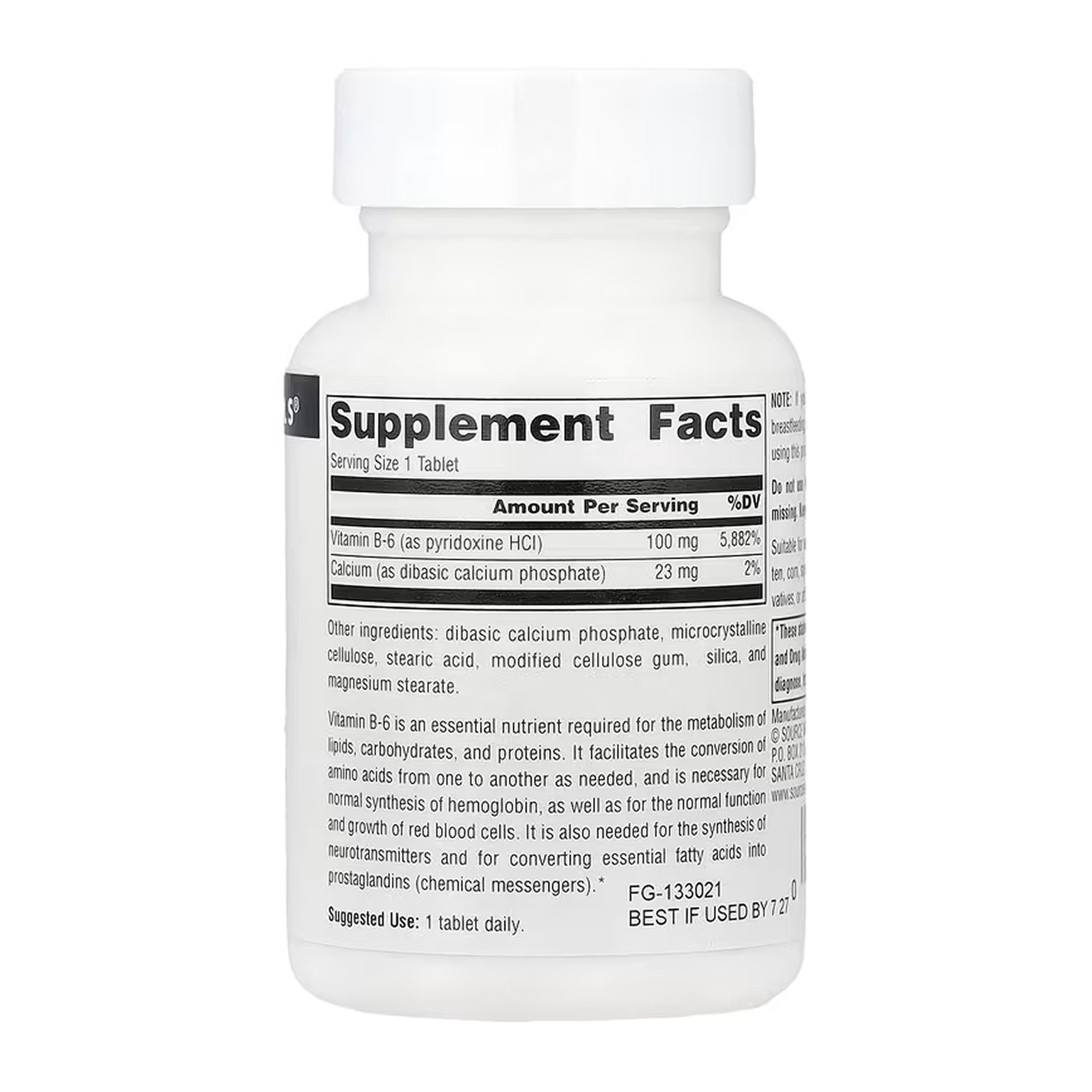 Таблетки Source Naturals Vitamin B-6 100 mg - 100 tabs 2023-10-6135