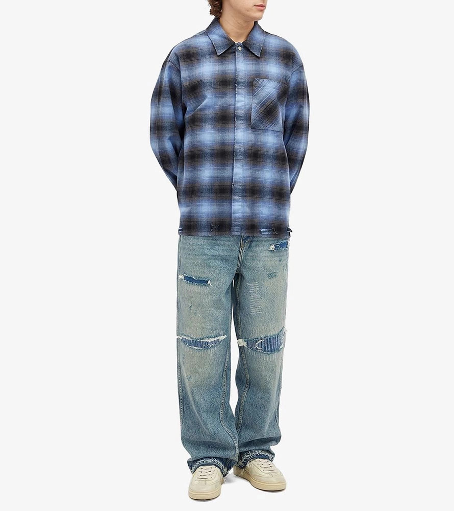 Сорочка Represent Distressed Flannel Shirt Blue MLM2164-030