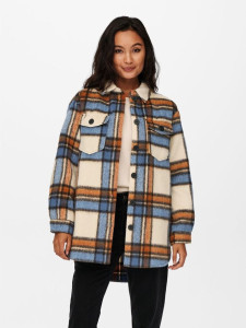 Куртка ONLDEENA-KAWI L/S CHECK SHACKET PNT 15235844-Oatmeal-Checks:Ariabian Spice/Honey Musta ONLY L 15235844-OATMEAL-CHECKS:A