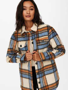 Куртка ONLDEENA-KAWI L/S CHECK SHACKET PNT 15235844-Oatmeal-Checks:Ariabian Spice/Honey Musta ONLY L 15235844-OATMEAL-CHECKS:A
