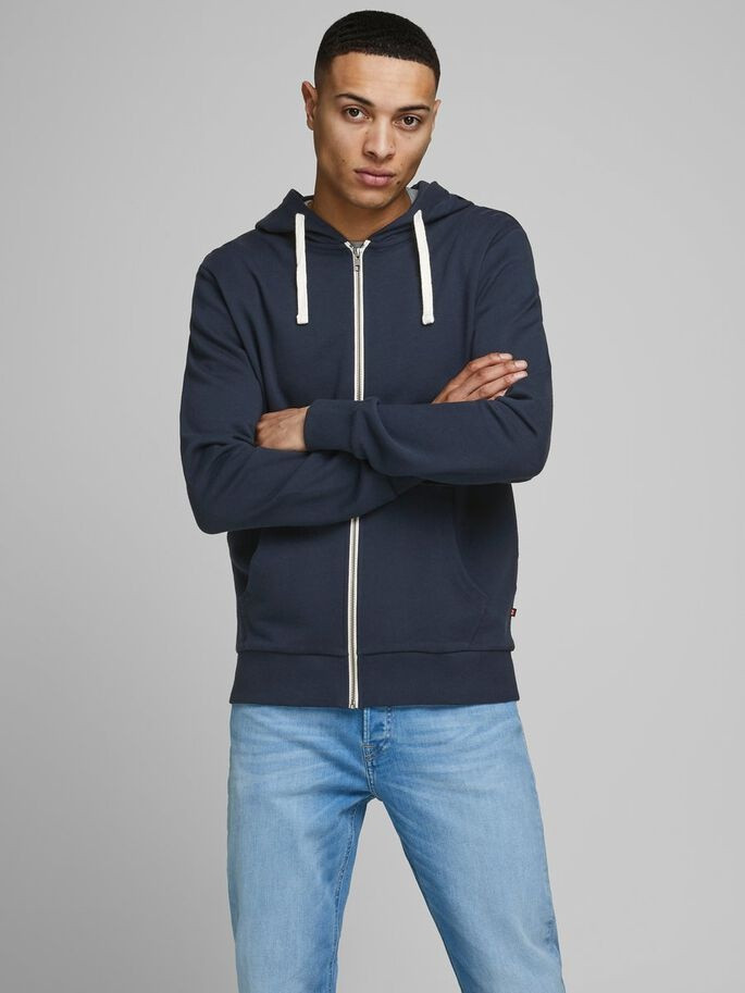 Толстовка JJEHOLMEN SWEAT ZIP HOOD NOOS 12136884-Navy Blazer-Fit:REG FIT Jack&Jones M Темно-синій 12136884-NAVY BLAZER-FIT: