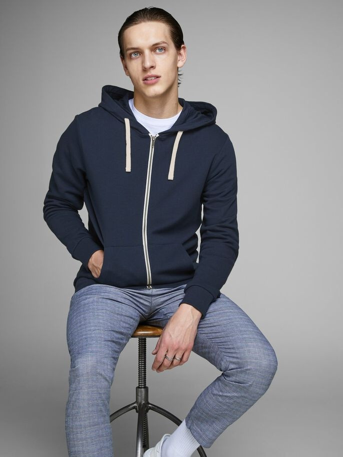 Толстовка JJEHOLMEN SWEAT ZIP HOOD NOOS 12136884-Navy Blazer-Fit:REG FIT Jack&Jones M Темно-синій 12136884-NAVY BLAZER-FIT:
