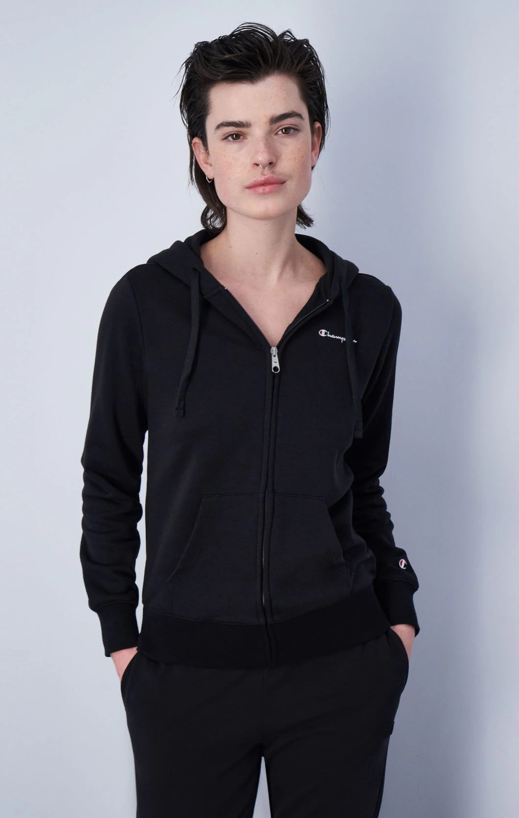 Толстовка hooded full zip sweatshirt 117115-KK001 Champion M Чорний 117115-KK001