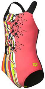 Купальник закритий для дівчат Arena PALETTE SWIMSUIT SWIM PRO BACK кораловий, чорний Діт 007918-350