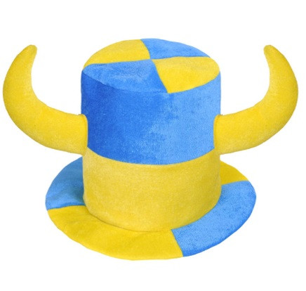 Шапка фан циліндр Ukraine з двома рогами синьо/жовтий LF-480 FAN-785111 FAN-785111