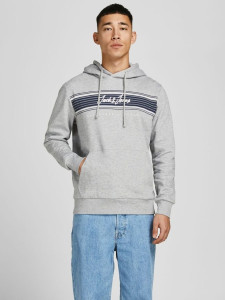 Толстовка JJLEO SWEAT HOOD 12200768-Light Grey Melange Jack&Jones L Сірий 12200768-LIGHT GREY MELAN