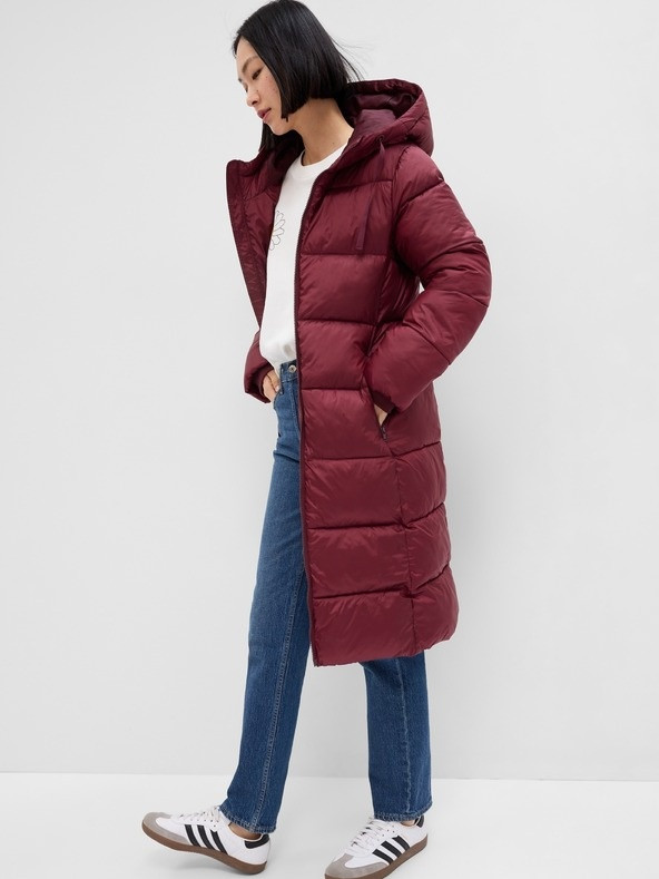 Пальто MAXI LOGO PUFFER SHINE COAT 724312-00 GAP L Бордовий 724312-00