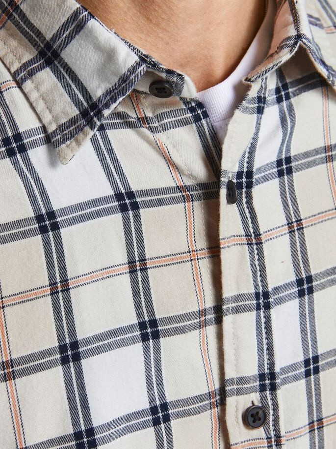 Сорочка JORBLASTER CHECK TWILL SHIRT LS 12195943-Blanc de Blanc-Checks:/SLIM FIT Jack&Jones M Бежеви 12195943-Blanc de Blanc-C