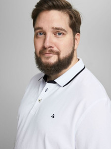 Поло JJEPAULOS POLO SS NOOS PS 12143859-White-Detail:PS Jack&Jones PLUS 2XL Білий 12143859-WHITE-DETAIL:PS