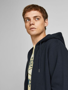 Толстовка JJESOFT BASIC SWEAT ZIP HOOD NOOS 12191895-Navy Blazer-Fit:REG FIT Jack&Jones L Темно-сині 12191895-NAVY BLAZER-FIT: